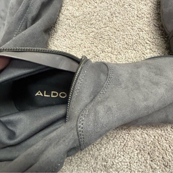 Aldo gray faux suede knee high over the knee flat boots Sz 7.5 low heel - Picture 10 of 12